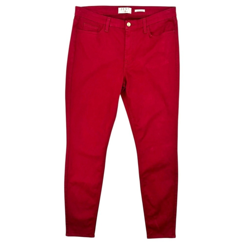 Jen7 7 For All Mankind Cranberry Wine Red Skinny Jeans Womens 14 NWOT 30 Inseam